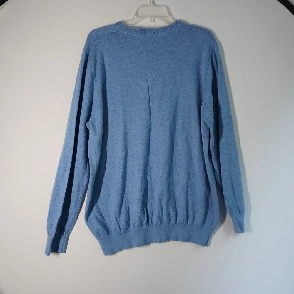 L.L.Bean Men's XL REG Blue‎ Cotton Cashmere V-Neck Long Sleeve Sweater Cozy Soft